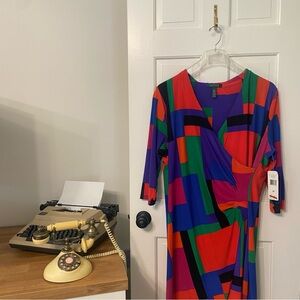 NWT Geometric Colorblock Ralph Lauren Wrap Dress
